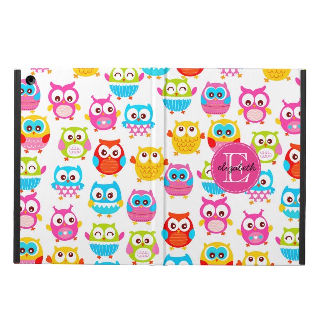 Gulliga Monogrammed Litte ugglor iPad Air Skydd (Utsidan)