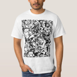 Gulliga monster & Voodoodockor i svart & vit T-shirt