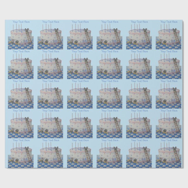 Gulliga möss dekorerade födelsedagtårtan med presentpapper (Platt)