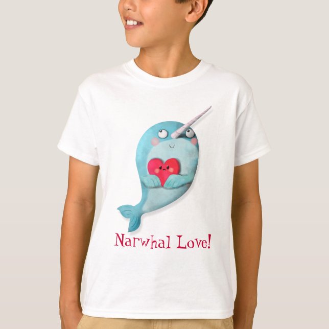 Gulliga Narwhal med hjärta T Shirt (Framsida)