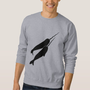 Gulliga Narwhals som tillsammans simmar den svart Långärmad Tröja