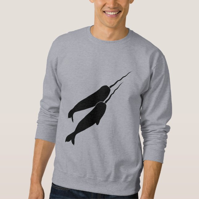Gulliga Narwhals som tillsammans simmar den svart Långärmad Tröja (Framsida)