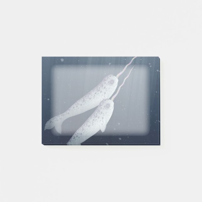 Gulliga Narwhals som tillsammans simmar Post-it Block (Framsida)