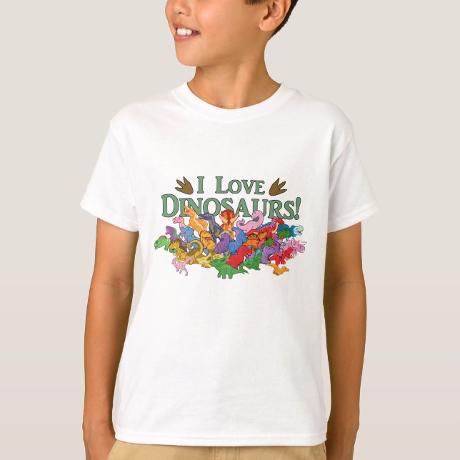 Gulliga och färgrika Dinosaurs T Shirt (Framsida)