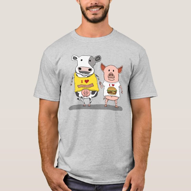 Gulliga och roliga ko- och grisvänner t shirt (Framsida)