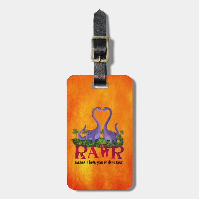 Gulliga och romantiska Dinos - Rawr Bagagebricka (Vertikal Framsida)
