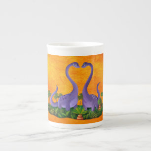 Gulliga och romantiska Dinosaurs Benporslin Mugg