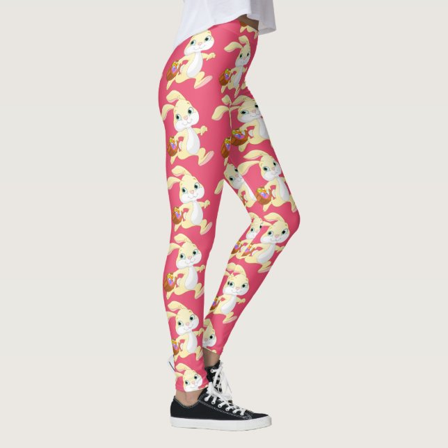 Gulliga påskhare på rosadesign leggings (Höger)