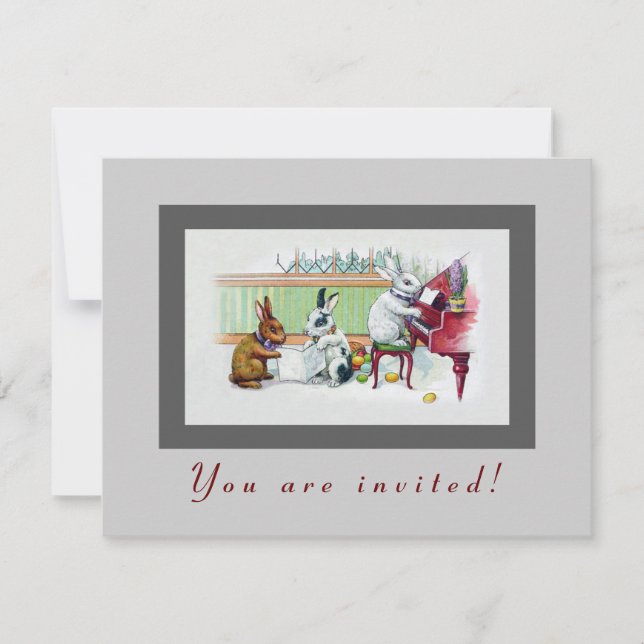 Gulliga påskhare - vintagepåskparty inbjudningar (Framsida)