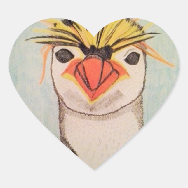 Gulliga pingvinklistermärkear hjärtformat klistermärke (Framsida)