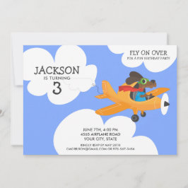 Gulliga pojke för hundflygflygplan födelsedagsfest inbjudningar