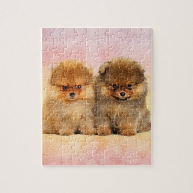 Gulliga Pomeranian tyska Spitzvalpar Pussel (Vertikal)