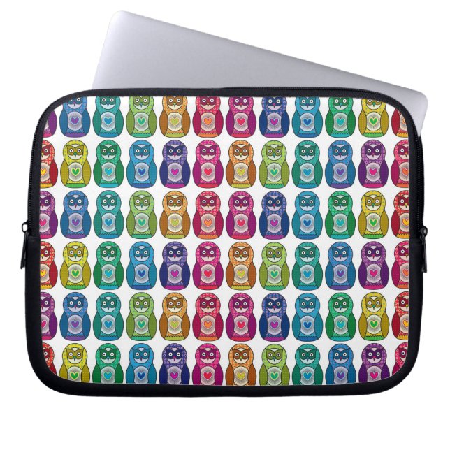 Gulliga regnbågeMatryoshka ugglor Laptop Fodral (Framsidan)