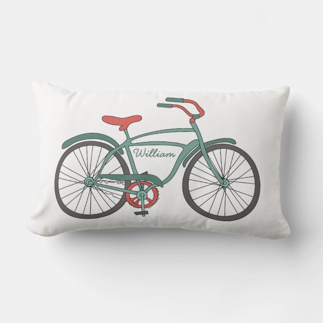 Gulliga Retro cyklar med personlignamn Lumbarkudde (Framsida)