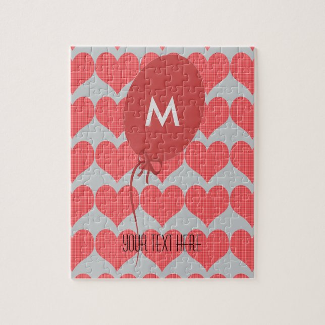 Gulliga röda ballonghjärtor pussel (Vertikal)