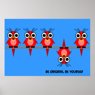 gulliga röda fåglar poster