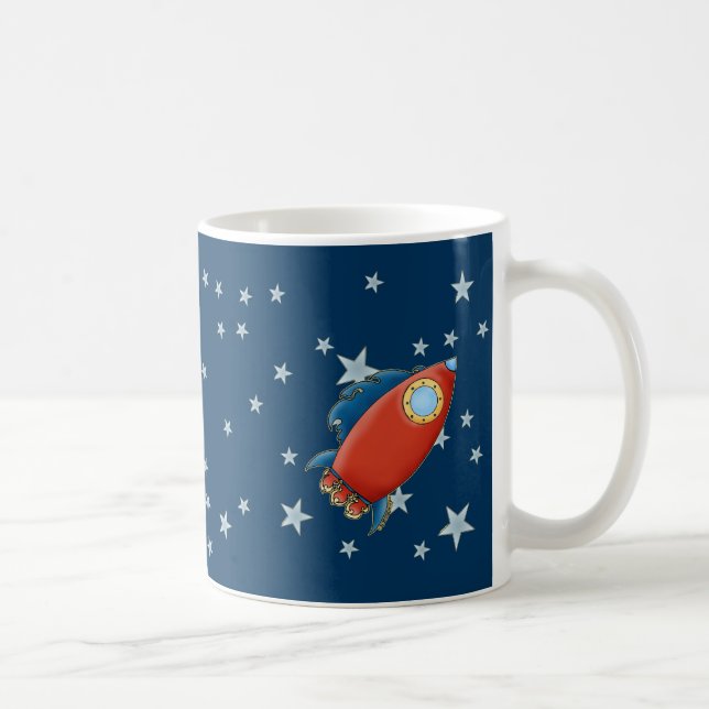 Gulliga röda raket- & stjärnamuggar kaffemugg (Höger)
