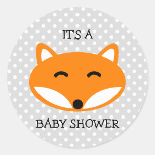 Gulliga röda rävbaby showerklistermärkear med runt klistermärke