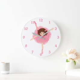 Gulliga rosa Ballerinaungar Stor Klocka