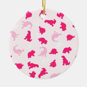 Gulliga rosa dinosaurs julgransprydnad keramik