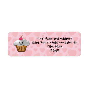 Gulliga rosa flickor för Kawaii lyckliga Returadress Etikett