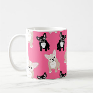 Gulliga rosa Frenchiesfranskbulldoggar Kaffemugg