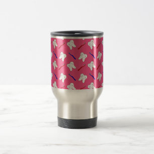 Gulliga rosa toothburshes och tandmönster resemugg