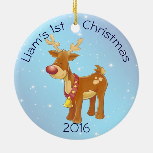 Gulliga Rudolph för baby 1st jul Julgransprydnad Keramik (Baksidan)