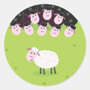 Gulliga sheepsna för lycklig de lite runt klistermärke