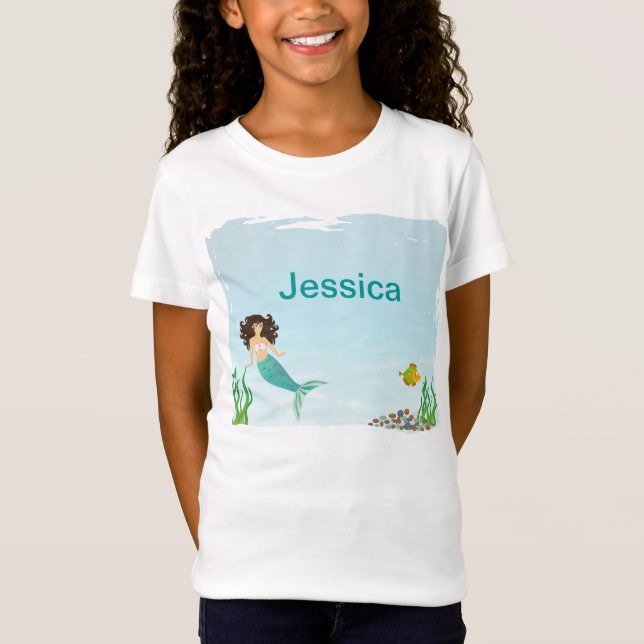 Gulliga sjöjungfruflicka T-tröja Tee Shirt (Framsida)