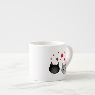 Gulliga svart och gråa katter, med Hearts. Espressomugg