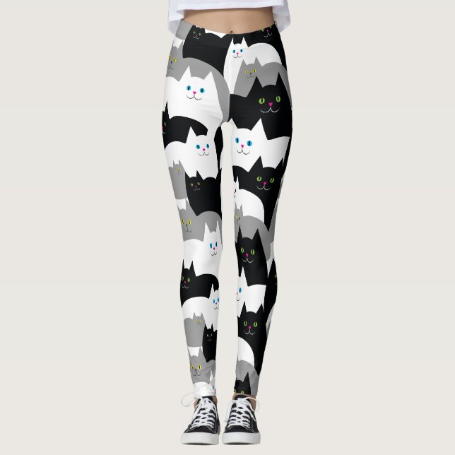 Gulliga svartvita kattungar leggings (Framsida)