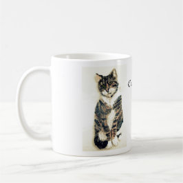 Gulliga tabby katt är välkommna kaffemugg