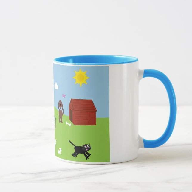 Gulliga tecknaddjur & mugg för Ringer för (Höger)