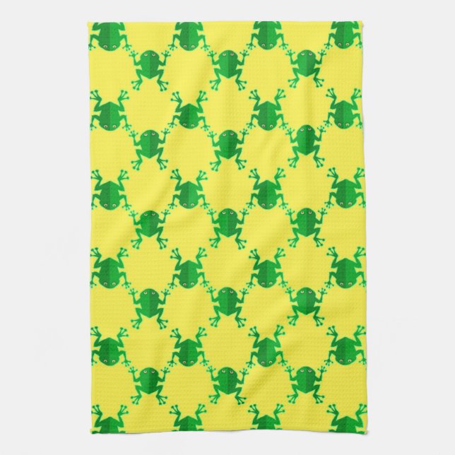 Gulliga tecknadgrodor kökshandduk (Vertikal)