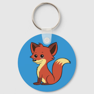 Gulliga tecknadrävblått Keychain Nyckelring