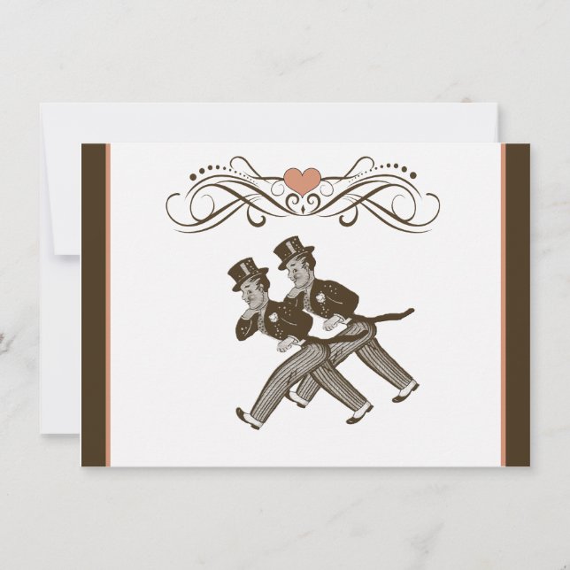 Gulliga två för bröllopinbjudan för brudgummar inbjudningar (Framsida)