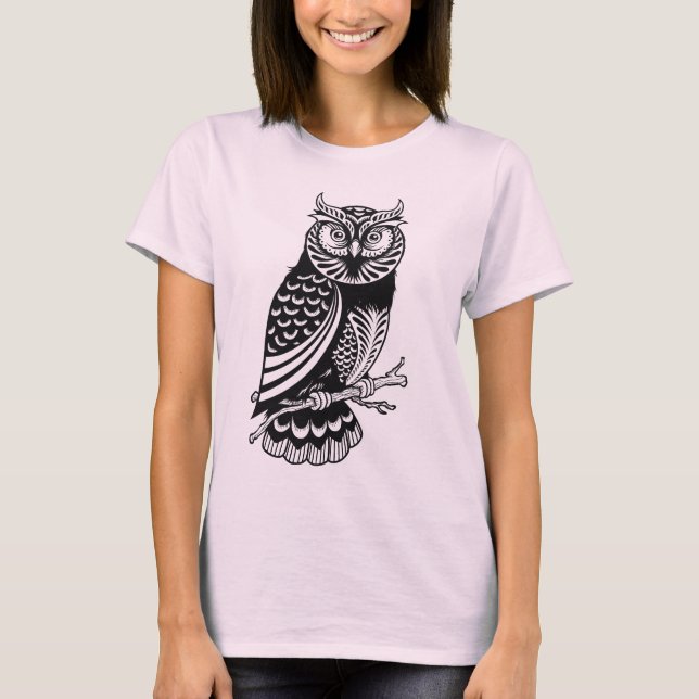 Gulliga ugglakvinna t-skjorta t-shirt (Framsida)