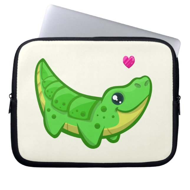 Gulliga ungar för tecknad för krokodilkärlekkawaii laptop sleeve (Framsidan)