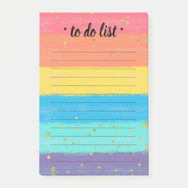 Gulliga Unicornfärger noterar Post-it Block (Framsida)