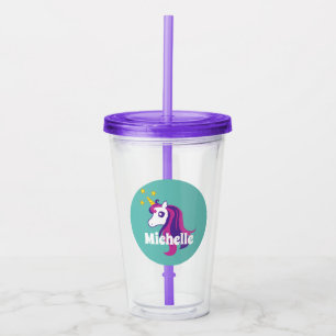 Gulliga unicornhästflicka födelsedagsfest take away mugg