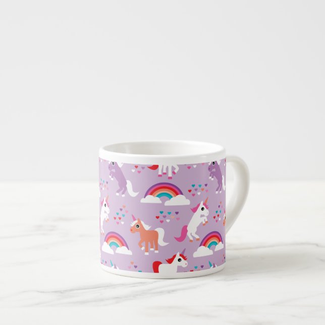 Gulliga Unicornregnbågelilor Espressomugg (Framsida höger)