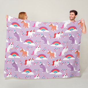Gulliga Unicornregnbågelilor Fleecefilt