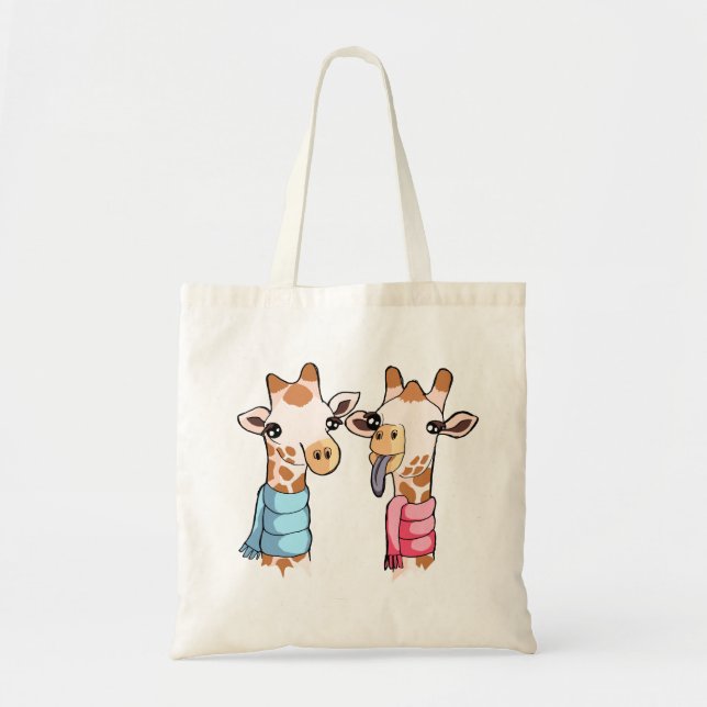 Gulliga uppnosiga giraff i Scarves som drar toto, Tygkasse (Framsidan)