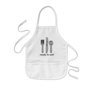 Gulliga utensils, redo som ska ätas! barnförkläde
