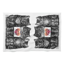 Gulliga vintagekatter "kärlek dig mer" vithandduk