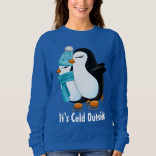 Gulliga vinterpingvin som är kalla utanför tröj t shirt
