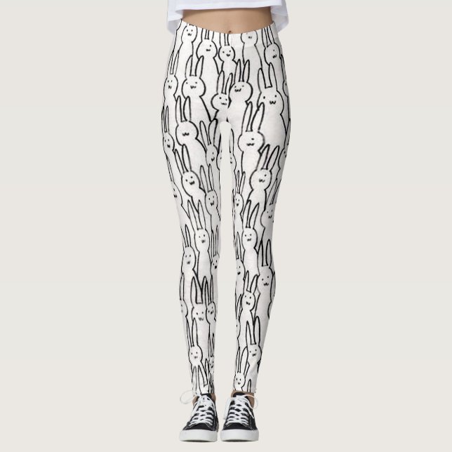 Gulliga vitkaniner leggings (Framsida)
