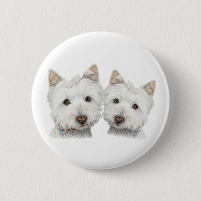 Gulliga Westie hundar Knapp (Framsida)