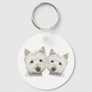 Gulliga Westie hundar Nyckelring
